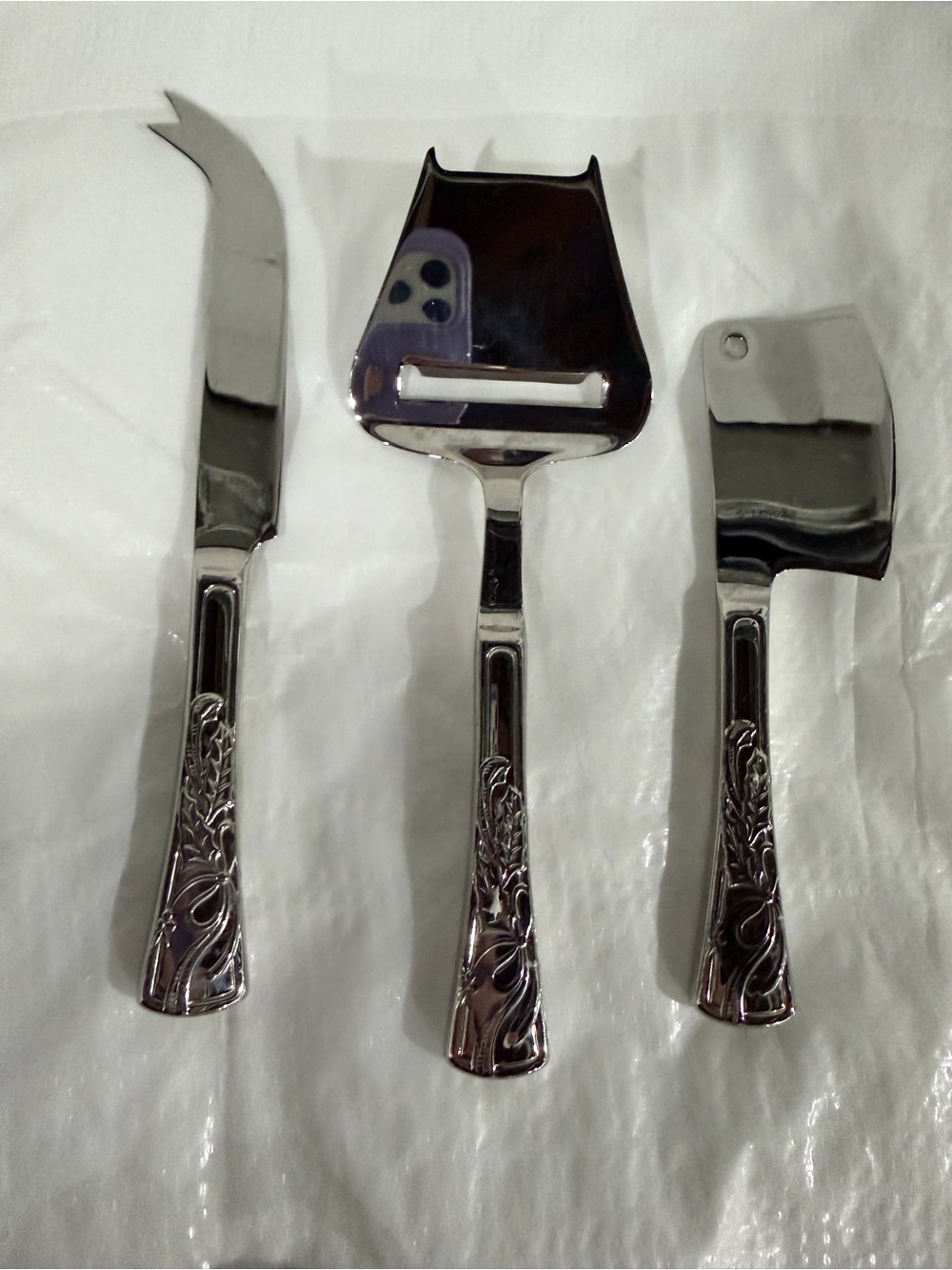 3-Piece Stainless Cheese Serving Set - Silver- Lenox